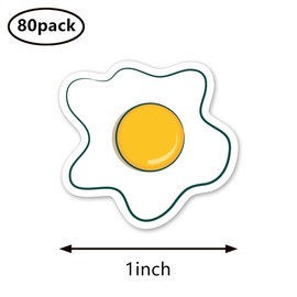 Fried Egg Stickers 1in for Scrapbooking, Arts, Craft, Kids DIY, Calendars Journals 80-Pack
