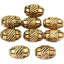 15g Bali Hex Oval Tube Bead Antq Gold PLT 10mm Approx 8