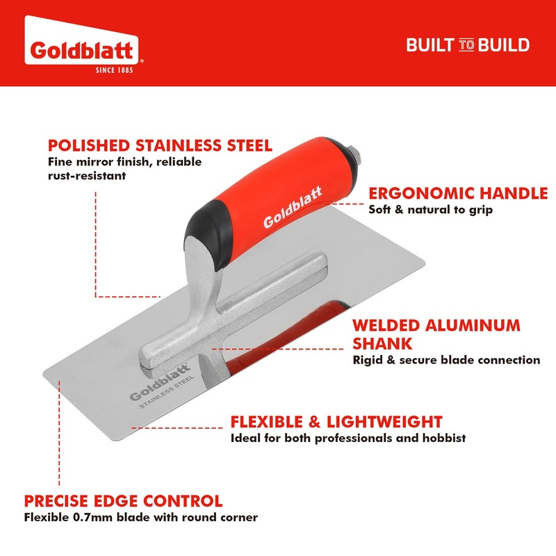 Goldblatt Venetian Plaster Finishing Trowel Set, 3 Pieces Polished Stainless