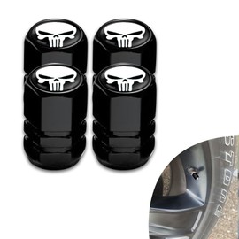 ijuicy 4 PCS Car Tire Valve Stem Caps, Air Caps Cover with Skull Pattern, Dust Proof Metal Valve Stem Covers, Universal for Cars, SUVs, Bikes, Trucks and Motorcycles (White)