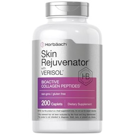 Rejuvenecedor de piel Horbäach con Verisol | Péptidos de colágeno bioactivos | 200 cápsulas | Suplemento sin OMG, sin gluten