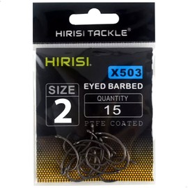 Hirisi X503 Fishing Hooks Size 2 with Barbed Hooks Carp Hook with Eyelet for Carp Fishing, Carbon Steel, Boilie Hooks, Seated Fishing, Various Sizes, Pack of 15