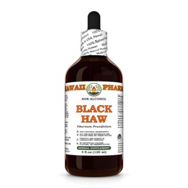 Black Haw (Viburnum Prunifolium) Dry Bark Glycerite, Made in Hawaii, All Natural, Vegan, Lab Tested Alcohol-Free Liquid Extract - 4 fl.oz
