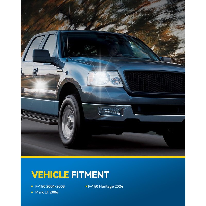 PHILTOP Headlight Assembly, Chrome Headlights Replacement Compatible with F150 2004-2008,