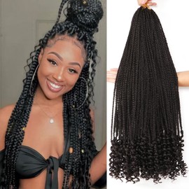 6Packs Crochet Braids Braiding Hair Extensions Hair Prelooped Crochet Hair Crochet Braids Hair Extensions Goddess Box Braids Crochet Hair Extensions for Black Women (30Inch #1B)