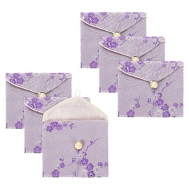 uxcell 6 Pcs Jewelry Pouch Chinese Style Silk Purse Pouch Small Travel Jewelry Organizer Bags Satin Embroidered Bag for Wedding Birthday Party Small Travel, Purple