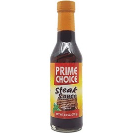 Prime Choice steak sauce in 9.6-ounce glass bottle