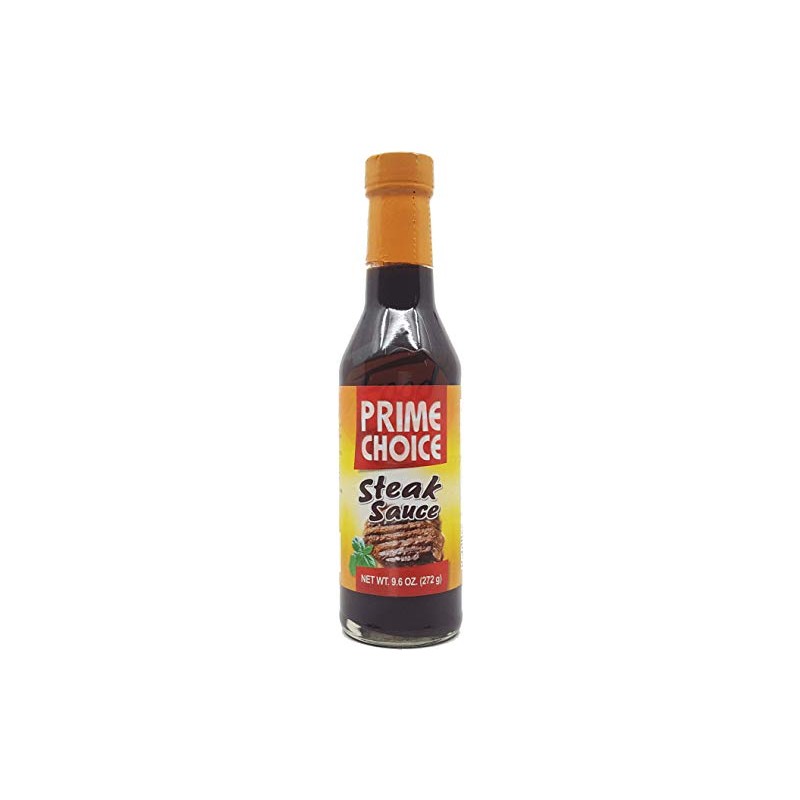 Prime Choice steak sauce in 9.6-ounce glass bottle