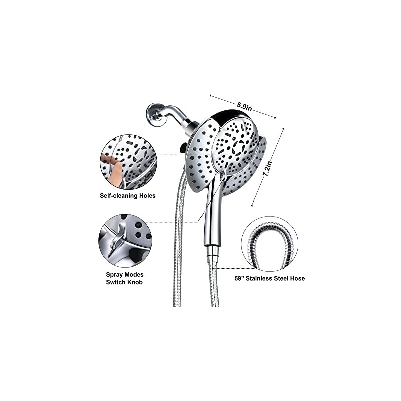 GRICH Dual Shower Head with Handheld: 2 IN 1 High