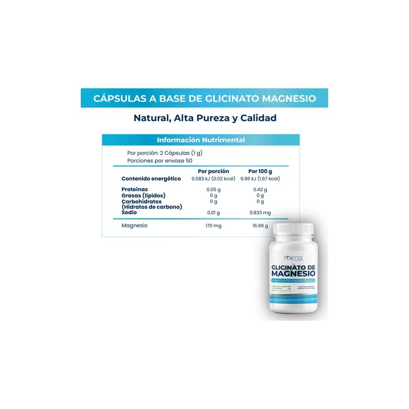 Glicinato De Magnesio 500mg - 500 Cápsulas Pack
