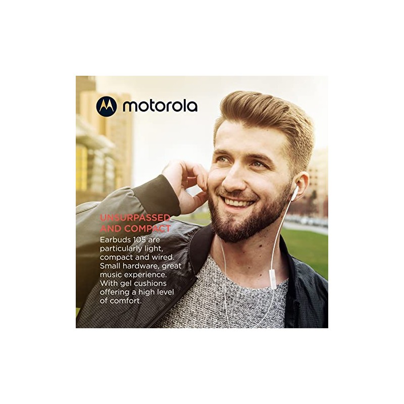 Motorola Sound- Earbuds 105 Audífonos Cableados con Micrófono Manos Libres,