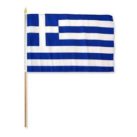 One Dozen Greece 12x18in Stick Flags.
