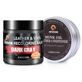 Leather Recoloring Balm, Leather Repair Kit, Leather Dye, Leather Color Restorer, Leather Scratch Remover, Leather Couch Paint, Repair, Leather Scratch Repair, Leather Restorer(Dark Gray with Oil)