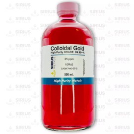 Sirius Metals True Colloidal Gold Nanoparticles (AuNPs): 25ppm - 500mL in Glass