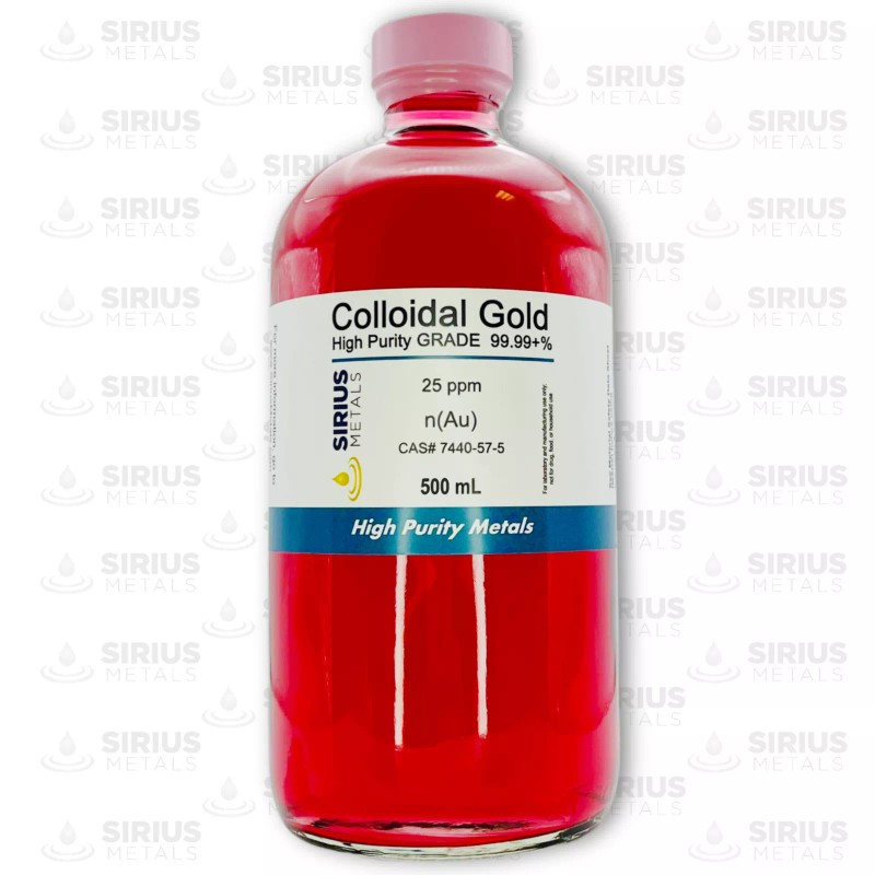 Sirius Metals True Colloidal Gold Nanoparticles (AuNPs): 25ppm - 500mL