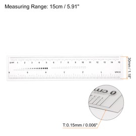 HARFINGTON Film Flexible Ruler 6 Inch 0.1mm Scale PET Plastic Covered Folding Straight Ruler Calibration Soft Ruler Measuring Tool for Factory, Transparent