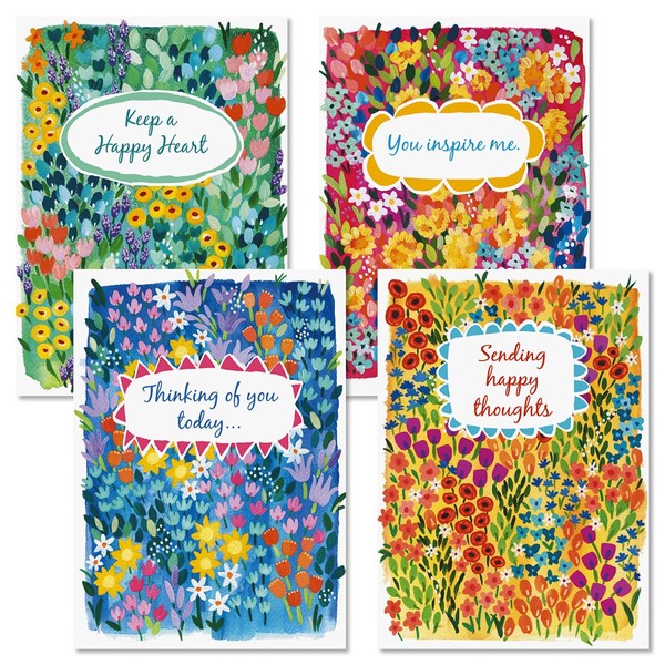 Floral Garden Thinking of You Cards by Eliza Todd - Sets of 8 (4 designs), 5" x 7" cards, and come with white envelopes.