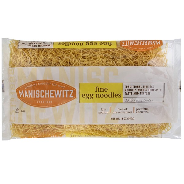 MANISCHEWITZ Fine Egg Noodles, 12-Ounce Bags (Pack of 12)