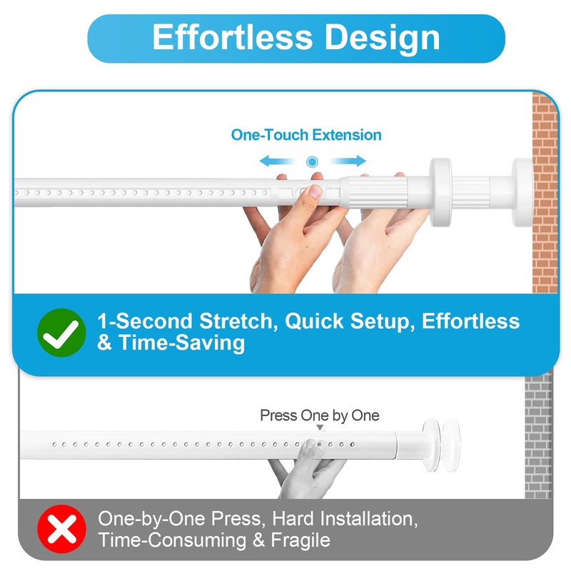 QINGYUN Extra Long No-Drill Tension Curtain Rod 40-166 Inches (4-14Ft),