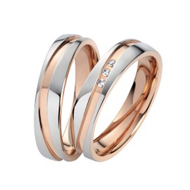 Blue Moon Diamonds 925 silver wedding rings, partner rings, engagement rings with zirconia, two-tone proposal rings, wedding rings, friendship rings, 925 silver, SZ 2000, Silver Silver Rose Gold