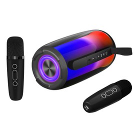 Karaoke Machine for Adult Kids, Waterproof Wireless Portable Bluetooth Speaker with 2 Wireless Microphones,10W Stereo Loud Singing Player System for Birthday Party, TWS/TF/AUX/USB