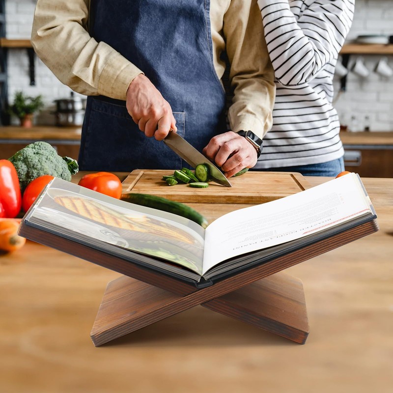 Wood Book Stand for Reading - Book Display Stand, Cook