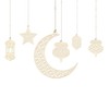 Wooden Pendant Ornament 6 Pieces Ramadan Kareem Decoration, Crescent Moon