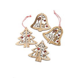 HEITMANN DECO Wooden Jewellery – to Stick Together – Wooden Hanging Set – 4 Pieces – Christmas Decoration – Christmas Tree