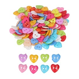 Set de 200 Botones Decorativos en Forma de Corazón, 2 Agujeros, Multicolor Caramelo, para Manualidades, Costura, Álbumes de Recortes