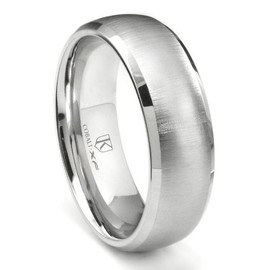 Titanium Kay Cobalt XF Chrome 8MM Satin Finish Wedding Band Ring w/Beveled Edges Sz 10.0