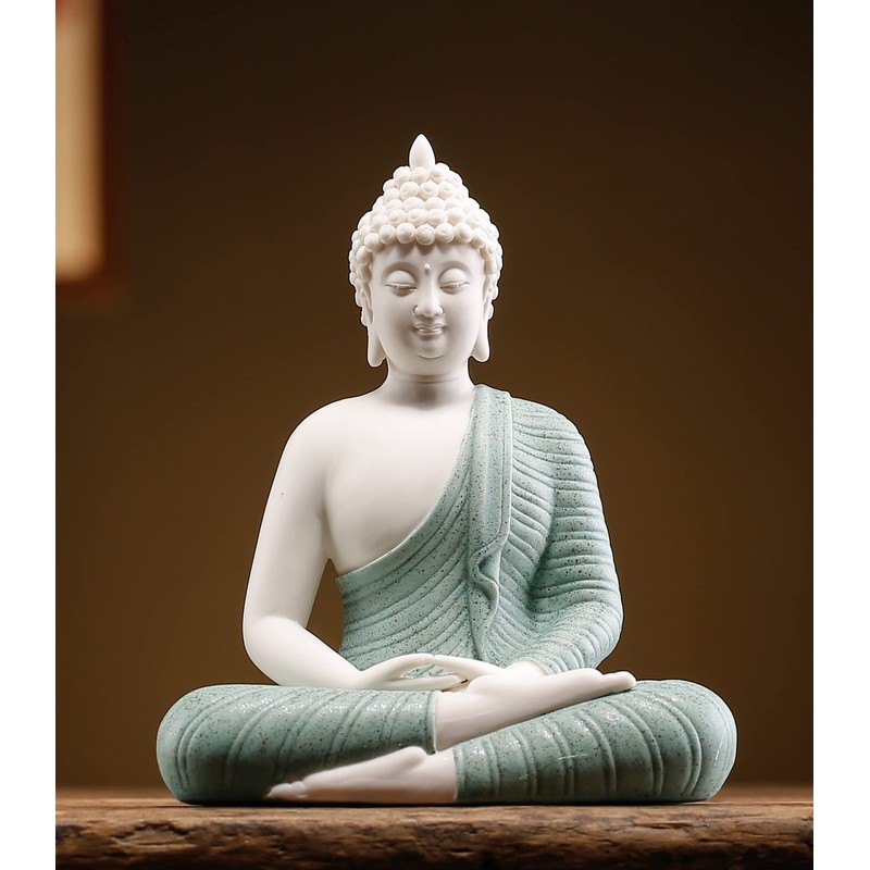Qinlang 6 inch Small Green Buddha Statue for Home Decor,