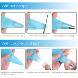 Kit de decoración de pasteles con 24 puntas de tubería, 2 acopladores de puntas de glaseado estándar y 2 puntas de decoración de pasteles, 24 piezas de puntas de tubería (idioma español no