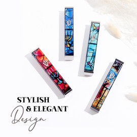 SURI Mezuzah Cases - 4 Inch Modern Mezuzah for Door with Yellow and Silver Marc Chagall Design - Made of Aluminum Includes Self-Stick Back - Non-Kosher Scroll and Gift Box - Ideal for Any Occasion