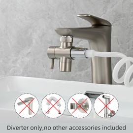Tecmolog Sink Diverter Brass Faucet Diverter Valve 22mm 3 Way Faucet Splitter for Bathroom and Kitchen Faucet Brushed Nickel, SBA021CNA
