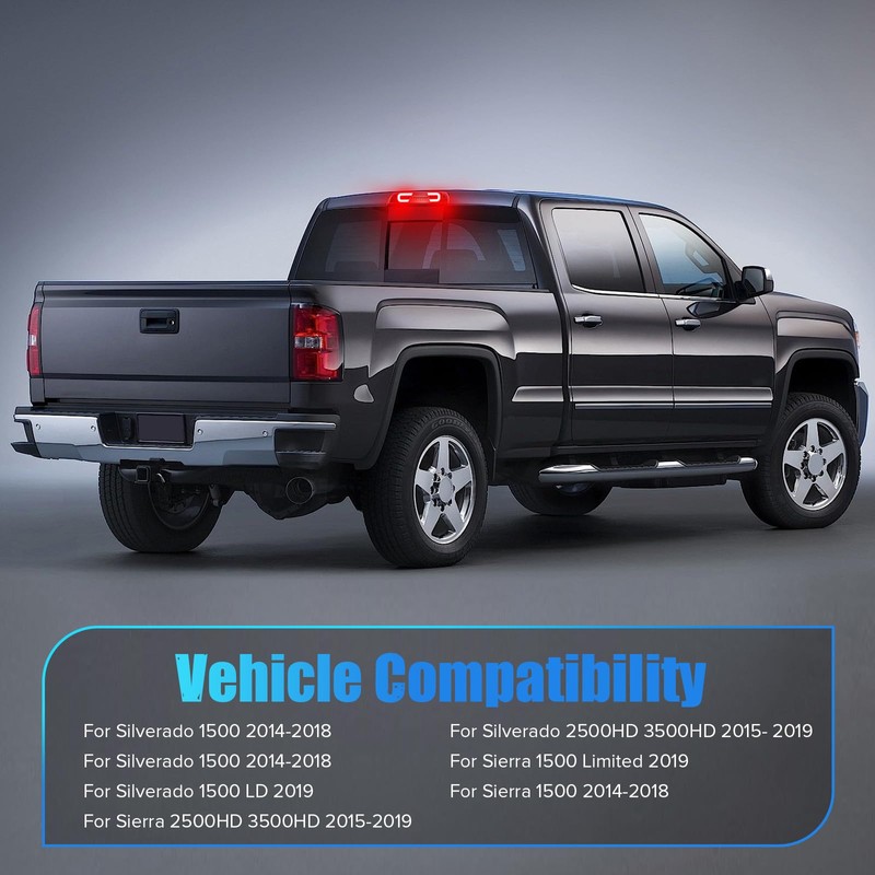 LUDARM LED Third Brake Light Compatible with Silverado/Sierra 1500 2014-2018