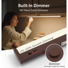 Leetdud Under Cabinet Lighting Plug in or Hardwired Built-in Dimmer, 18 Inch 9W, 5CCT 2700/3000/3500/4000/5000K, Linkable Counter Lights for Kitchen, ETL Dimmable LED Light Fixture, Bronze