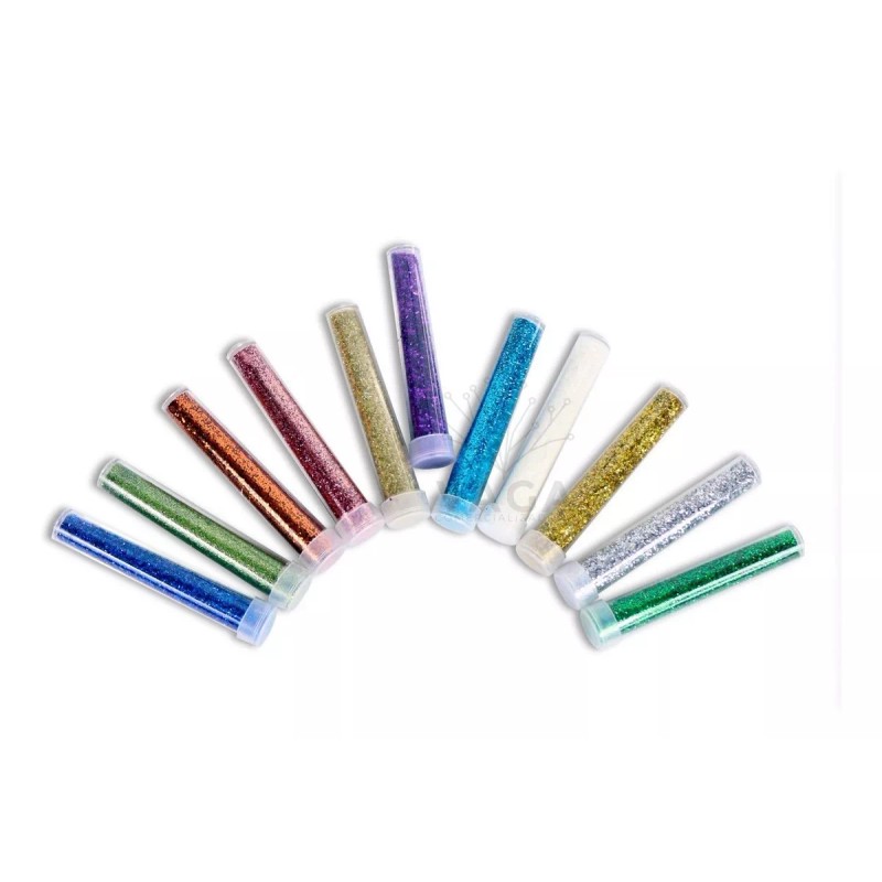 Vaga 12 Tubos Diamantina Brillantina Polvo Colores Manualidades