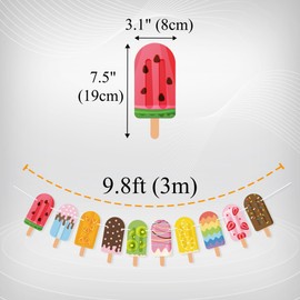 Uniwish Popsicle Banner Summer Bar Sign for Birthday Baby Shower Summer Ice Pop Party Decorations Ice Cream Garland Bunting Paper Cutouts Classroom Bulletin Board Decor