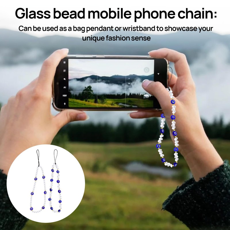 Deilonie 2PCS Beaded Phone Strap, Beaded Phone Charms, Phone Strap