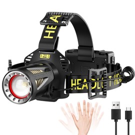 MAXME100® Upgraded Long Throw Headlamp Rechargeable, Head Lamp, High Lumen Headlamp, Led Headlamp Rechargeable, Head Light, Head Flashlight, Super Bright Motion Sensor USB C Adults (Explorer)