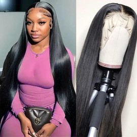 Oiosir 24 Inch Lace Front Wigs Human Hair 200 Density 13x6 HD Lace Front Wigs Human Hair Pre Plucked Glueless Wigs Human Hair for Women Straight Lace Frontal Wigs Natural Color (Natural Black, 24)