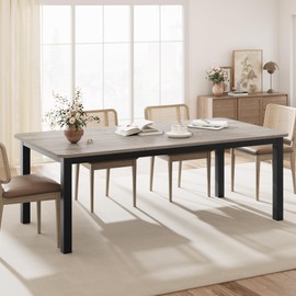 78.7" Long Dining Table for 6-8 Person, Industrial Kitchen Dining Table for Living Room and Dining Room, Large Rectangular Dinner Tables, Restaurant Tables with Sturdy Metal Frame (Only Table)