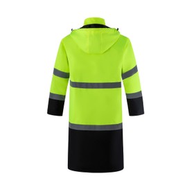 Ubon Men's Hi Vis Long Raincoat Waterproof Reflective Safety Rain Jacket High Visibility with Black Bottom and Detachable Hood, Yellow, Small