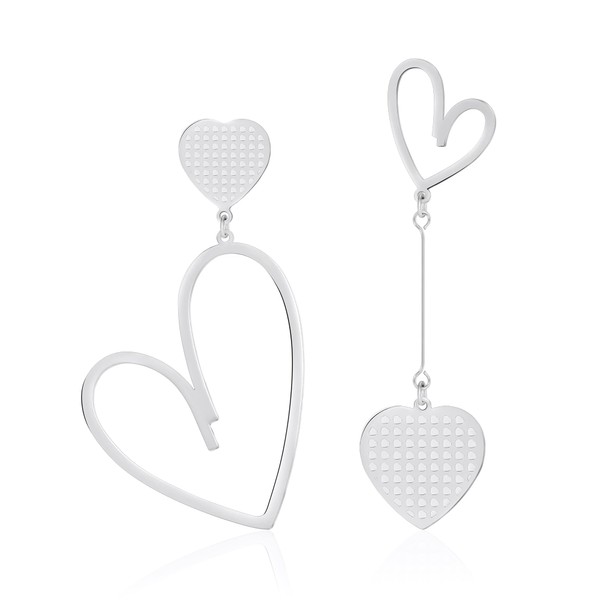 Linawe Silver Heart Earrings for Women, Titanium Surgical Steel Hypoallergenic