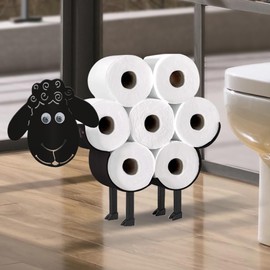 Wigag Sheep Toilet Paper Holder for Extra 8 Rolls, Wall Mounted Decorative Toilet Paper Storage, Farmhouse Bathroom Funny Decor Freestanding Accessories Storage Cabinet