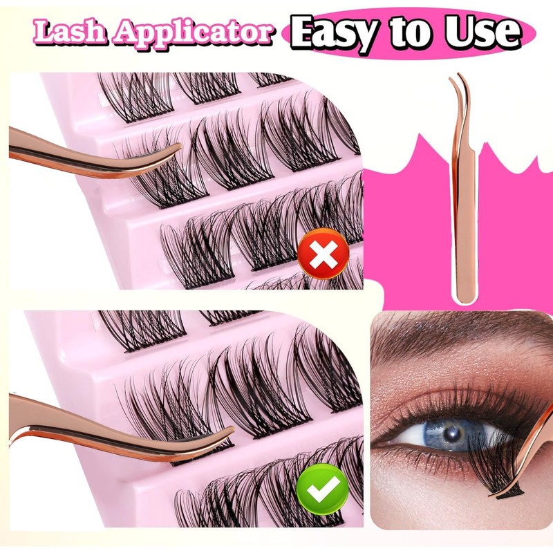 Riya DIY Lash Clusters 140Pcs with Eyelash Extenisons Kit, and