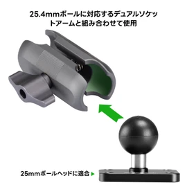 FANAUE 1" Ball Base Aluminum Alloy Mounting Base RAM Mount Compatible with AMPS Standard Hole Placement for Various Mobile Devices, Navigation Equipment, Communication Equipment, Car Accessories