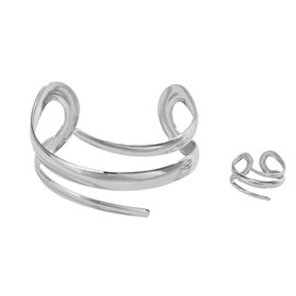 GUSXPPD Gold/Silver Open Cuff Bracelet for Women, Chunky Adjustable Bracelets, Open Adjustable Bracelet and Ring, Cuff Wrap Bracelet for Women Girls, Metal, No Gemstone