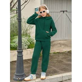 Girls 2 Piece Outfits Sweatsuit Kids Fleece Half Zip Hoodies Sweatshirt and Sweatpants Set with Pockets