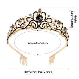 YILANJIN Women's Princess Crown with Comb for Birthday, Vintage Princess Crown for Women and Girls, Crown Hair Accessories for Wedding, Prom Parties, Princess Parties (Gold), Alloy, Simulated Diamond